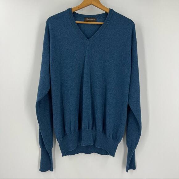 Doriani 100% Cashmere Blue V-Neck Sweater size 52/L Made in Italy - Picture 1 of 6